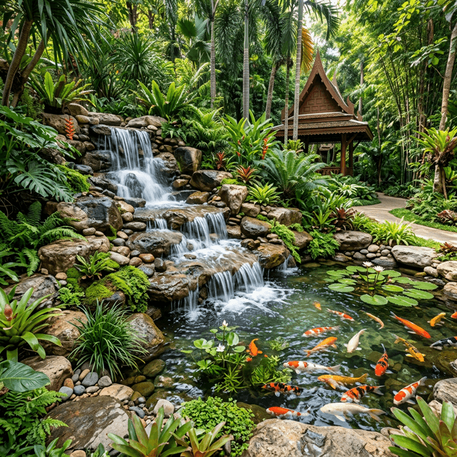 น้ำตกจำลองธรรมชาติ จัดสวน บ่อปลา UnseenGarden