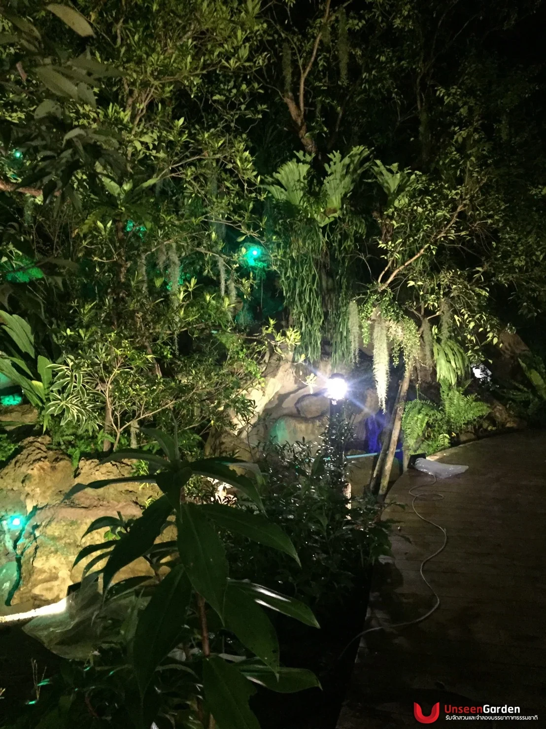 ระบบไฟส่องสว่างในสวนยามค่ำคืน บรรยากาศอบอุ่น